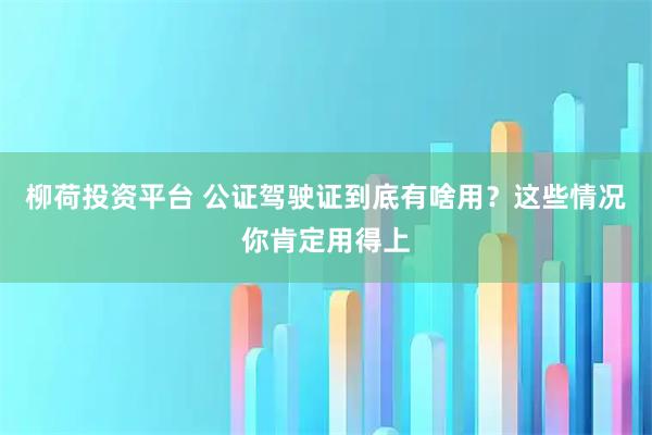 柳荷投资平台 公证驾驶证到底有啥用？这些情况你肯定用得上