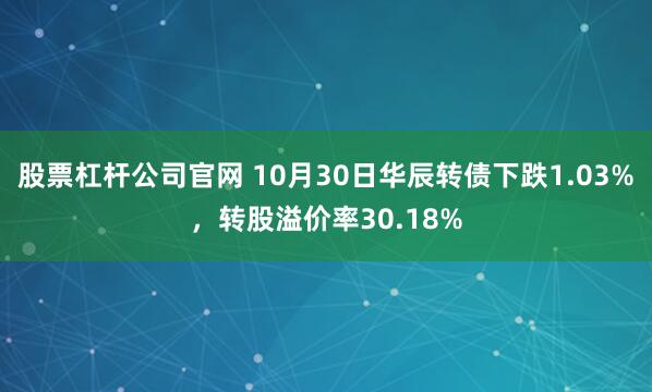 股票杠杆公司官网 10月30日华辰转债下跌1.03%，转股溢价率30.18%