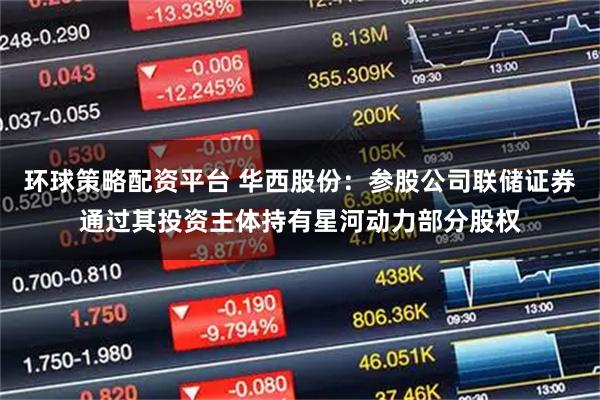 环球策略配资平台 华西股份：参股公司联储证券通过其投资主体持有星河动力部分股权